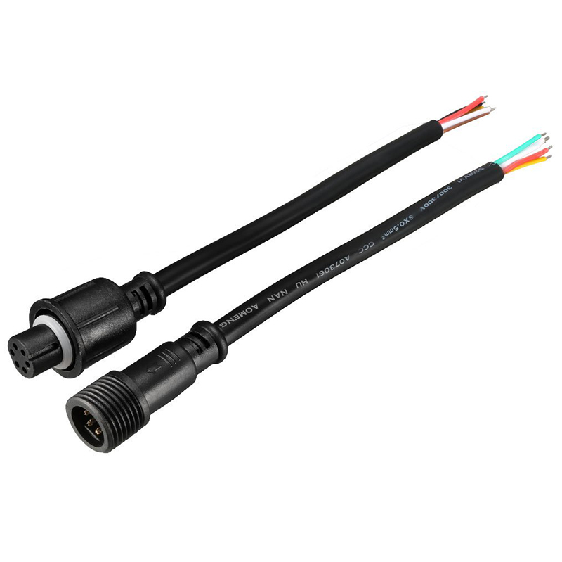 Male Female 20AWG 6Pin Black Waterproof Connector Cable for RGB+CCT LED Strip Light